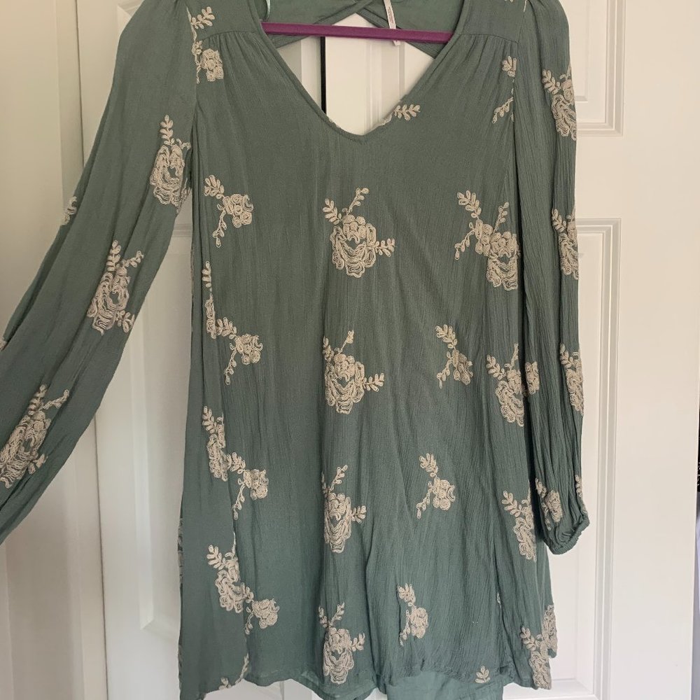 Free People Long sleeve embroidered dress
